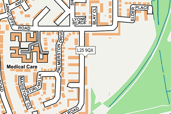 L25 9QX map - OS OpenMap – Local (Ordnance Survey)