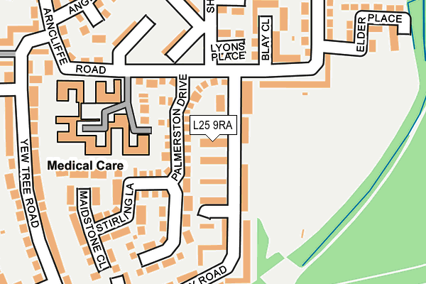 L25 9RA map - OS OpenMap – Local (Ordnance Survey)