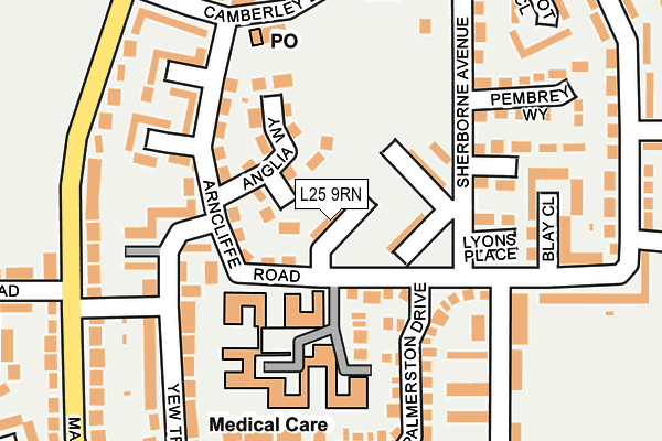 L25 9RN map - OS OpenMap – Local (Ordnance Survey)