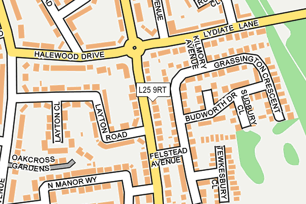 L25 9RT map - OS OpenMap – Local (Ordnance Survey)