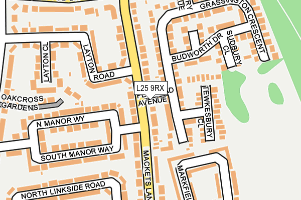 L25 9RX map - OS OpenMap – Local (Ordnance Survey)