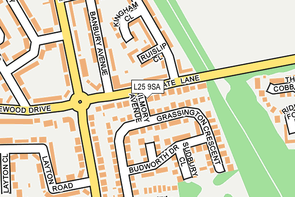 L25 9SA map - OS OpenMap – Local (Ordnance Survey)