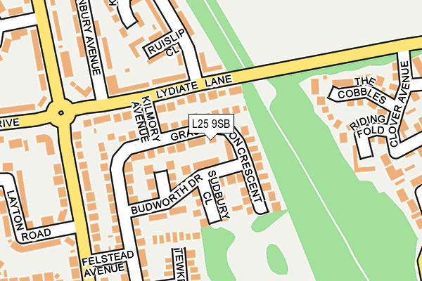 L25 9SB map - OS OpenMap – Local (Ordnance Survey)