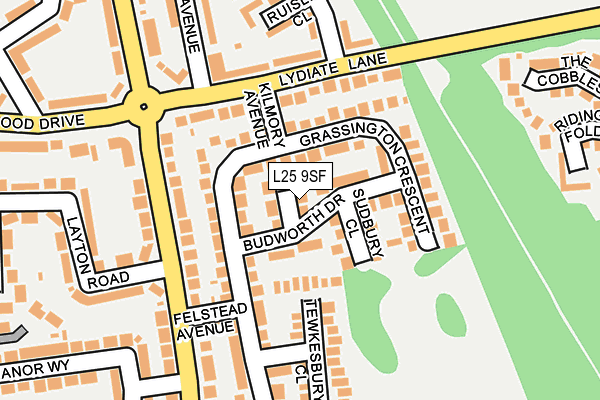 L25 9SF map - OS OpenMap – Local (Ordnance Survey)