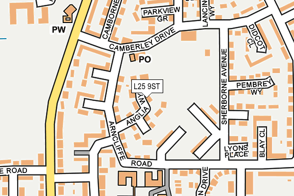 L25 9ST map - OS OpenMap – Local (Ordnance Survey)