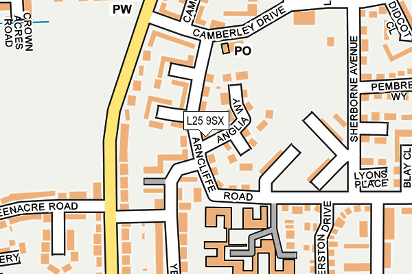 L25 9SX map - OS OpenMap – Local (Ordnance Survey)