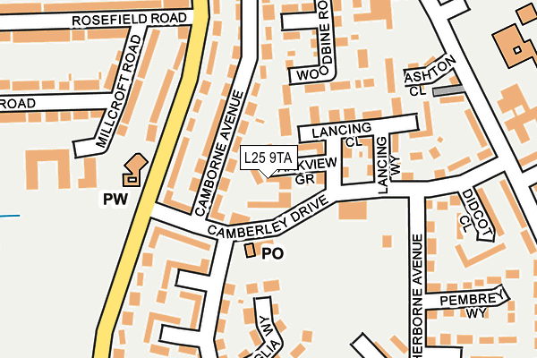 L25 9TA map - OS OpenMap – Local (Ordnance Survey)