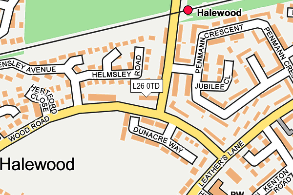 L26 0TD map - OS OpenMap – Local (Ordnance Survey)