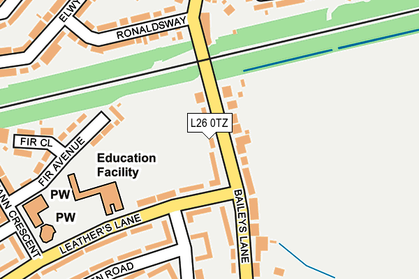 L26 0TZ map - OS OpenMap – Local (Ordnance Survey)