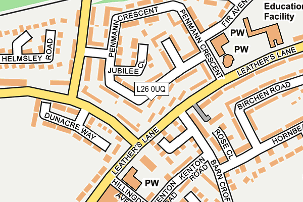 L26 0UQ map - OS OpenMap – Local (Ordnance Survey)