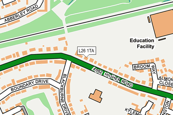 L26 1TA map - OS OpenMap – Local (Ordnance Survey)