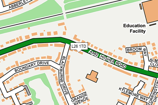 L26 1TD map - OS OpenMap – Local (Ordnance Survey)