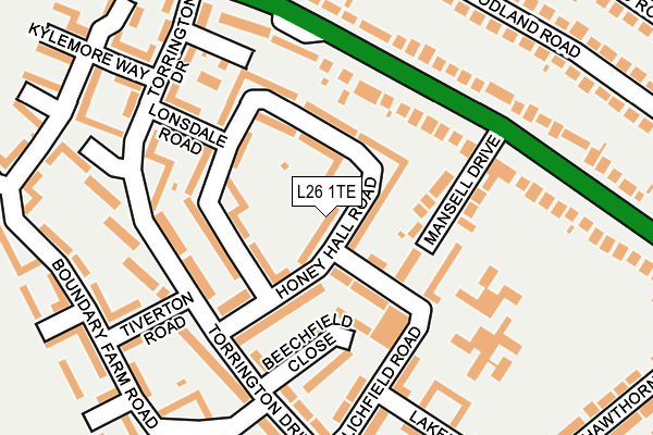 L26 1TE map - OS OpenMap – Local (Ordnance Survey)