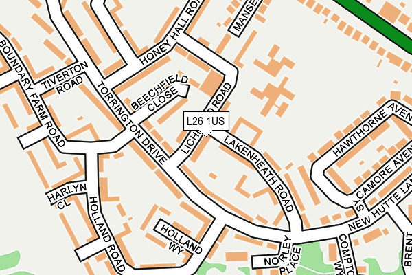 L26 1US map - OS OpenMap – Local (Ordnance Survey)