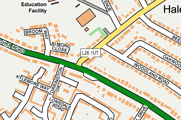 L26 1UT map - OS OpenMap – Local (Ordnance Survey)