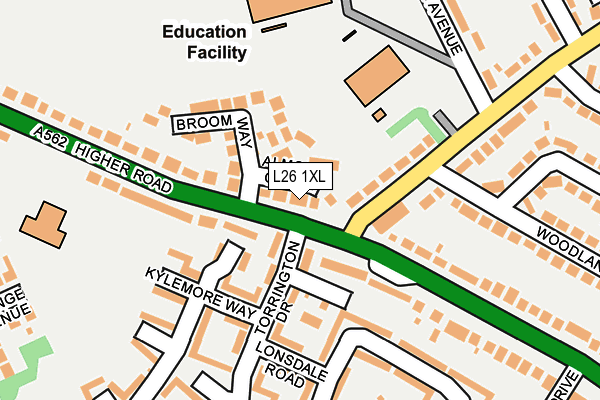 L26 1XL map - OS OpenMap – Local (Ordnance Survey)