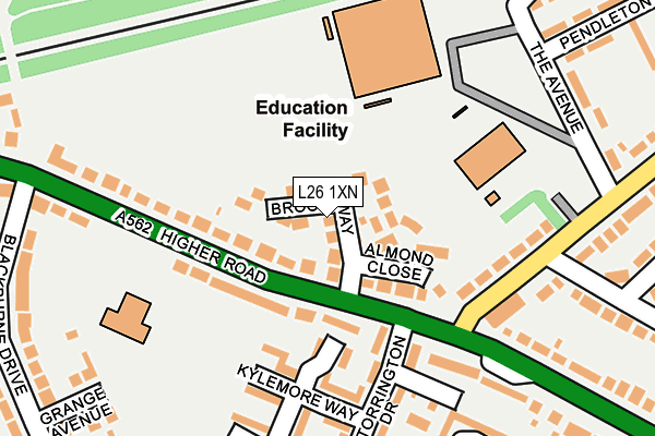 L26 1XN map - OS OpenMap – Local (Ordnance Survey)