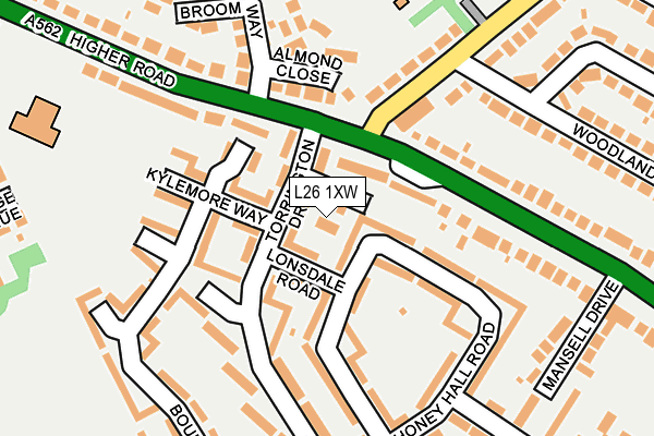 L26 1XW map - OS OpenMap – Local (Ordnance Survey)