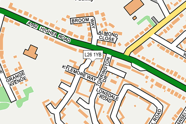 L26 1YB map - OS OpenMap – Local (Ordnance Survey)