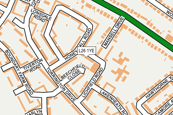 L26 1YE map - OS OpenMap – Local (Ordnance Survey)