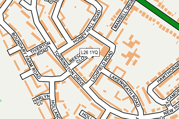 L26 1YQ map - OS OpenMap – Local (Ordnance Survey)