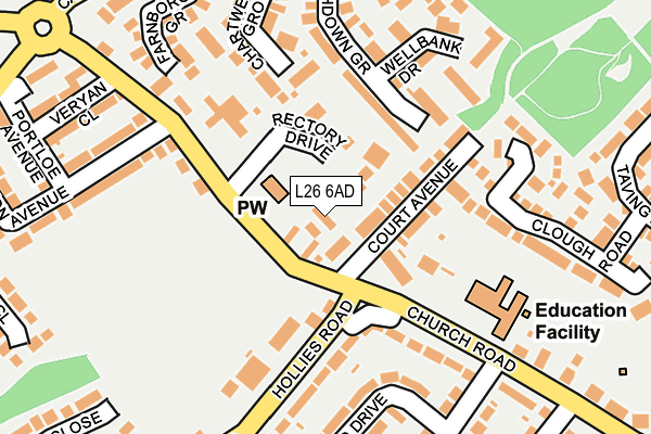L26 6AD map - OS OpenMap – Local (Ordnance Survey)