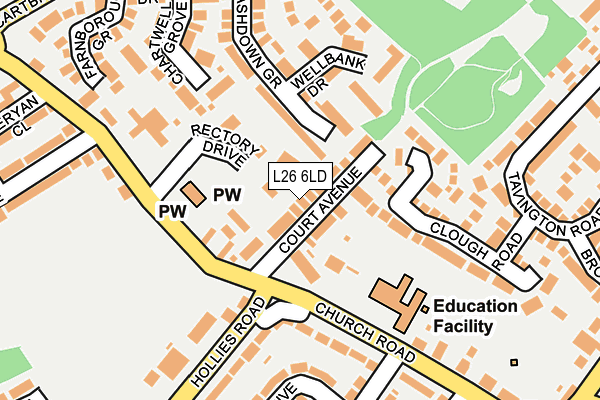 L26 6LD map - OS OpenMap – Local (Ordnance Survey)