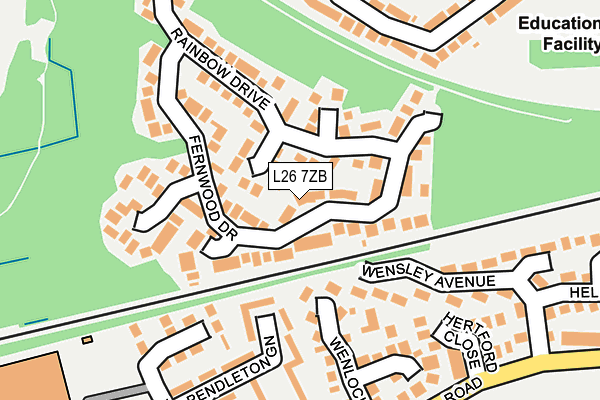 L26 7ZB map - OS OpenMap – Local (Ordnance Survey)