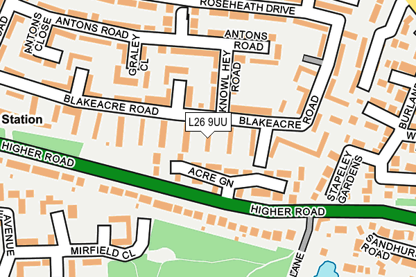 L26 9UU map - OS OpenMap – Local (Ordnance Survey)