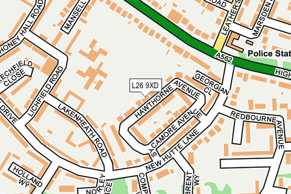 L26 9XD map - OS OpenMap – Local (Ordnance Survey)