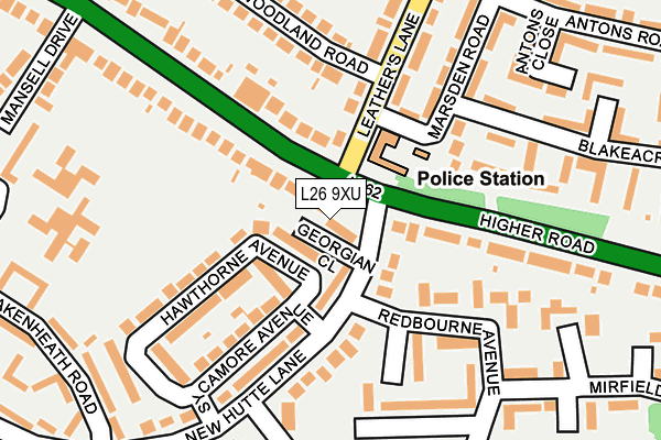 L26 9XU map - OS OpenMap – Local (Ordnance Survey)