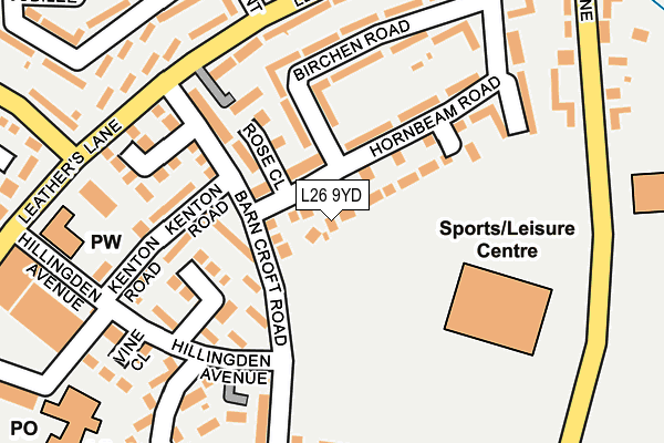 L26 9YD map - OS OpenMap – Local (Ordnance Survey)