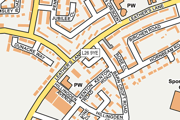 L26 9YE map - OS OpenMap – Local (Ordnance Survey)