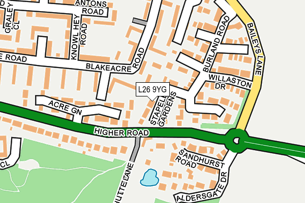 L26 9YG map - OS OpenMap – Local (Ordnance Survey)
