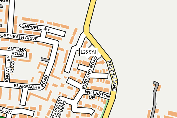 L26 9YJ map - OS OpenMap – Local (Ordnance Survey)