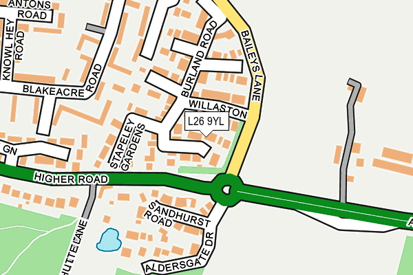 L26 9YL map - OS OpenMap – Local (Ordnance Survey)