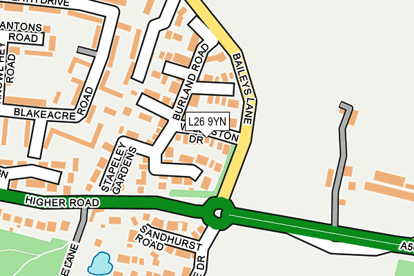 L26 9YN map - OS OpenMap – Local (Ordnance Survey)
