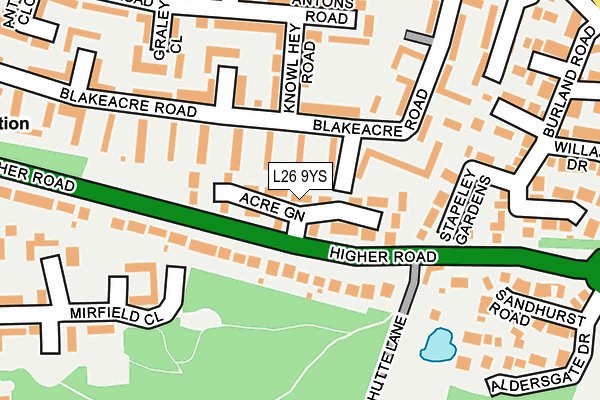 L26 9YS map - OS OpenMap – Local (Ordnance Survey)