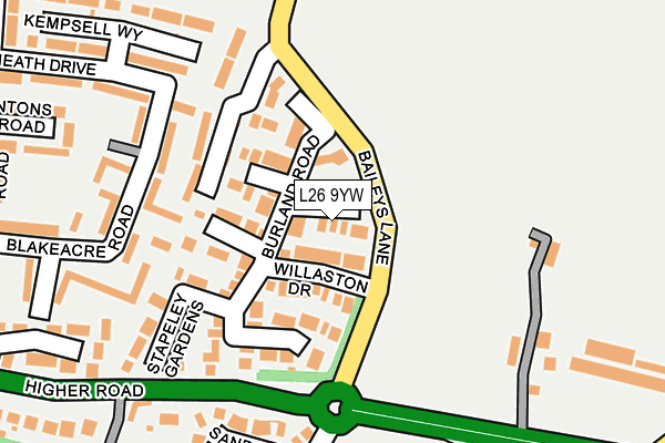 L26 9YW map - OS OpenMap – Local (Ordnance Survey)