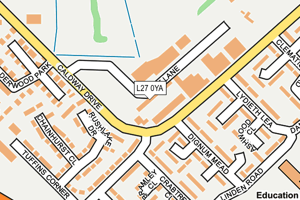 L27 0YA map - OS OpenMap – Local (Ordnance Survey)