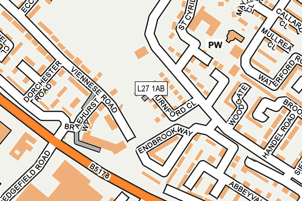 L27 1AB map - OS OpenMap – Local (Ordnance Survey)