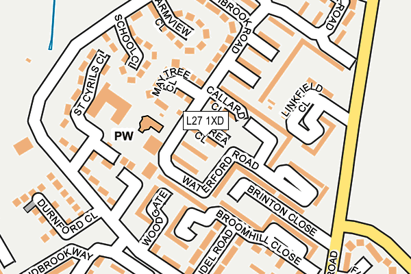L27 1XD map - OS OpenMap – Local (Ordnance Survey)