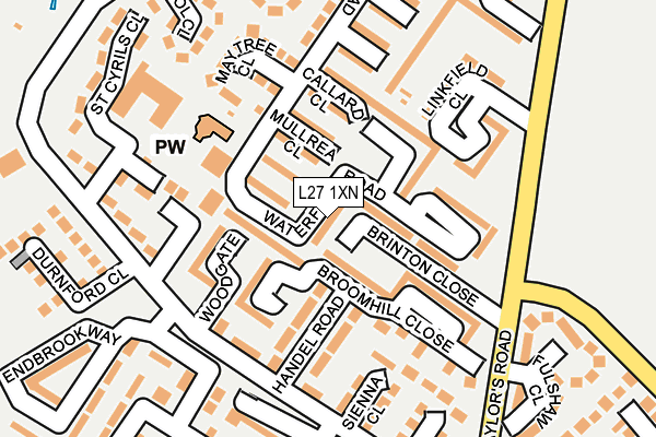 L27 1XN map - OS OpenMap – Local (Ordnance Survey)