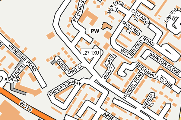 L27 1XU map - OS OpenMap – Local (Ordnance Survey)