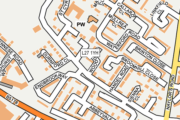 L27 1YH map - OS OpenMap – Local (Ordnance Survey)