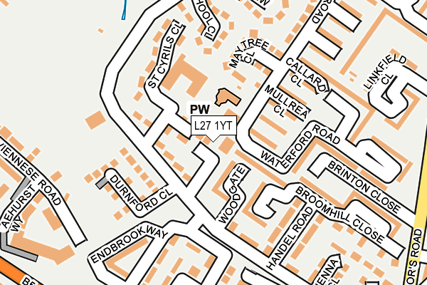 L27 1YT map - OS OpenMap – Local (Ordnance Survey)