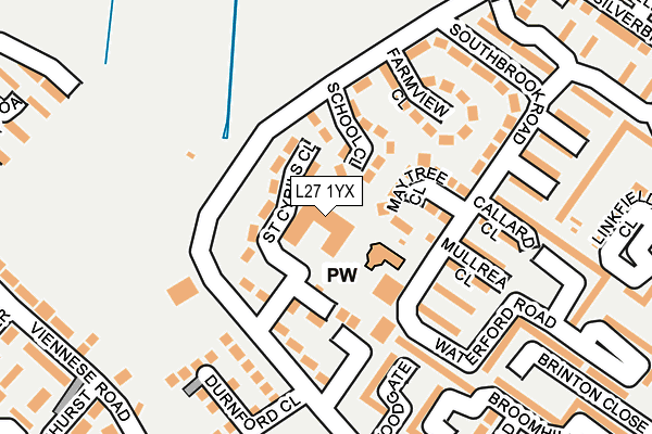 L27 1YX map - OS OpenMap – Local (Ordnance Survey)