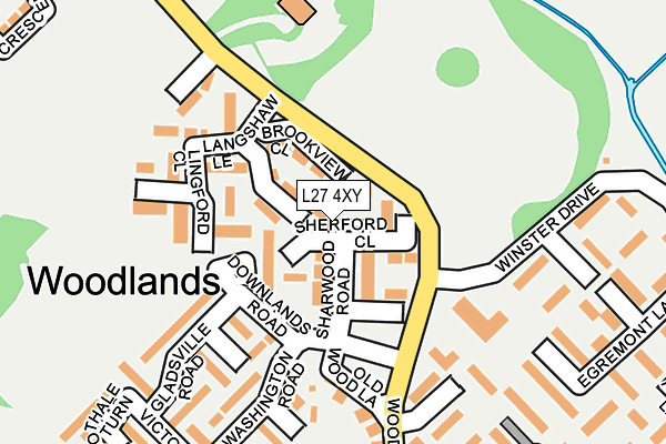 L27 4XY map - OS OpenMap – Local (Ordnance Survey)