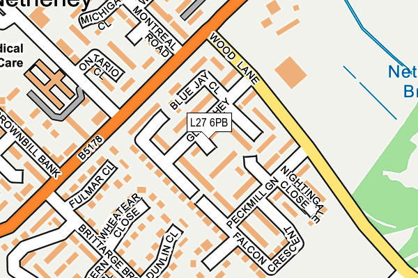 L27 6PB map - OS OpenMap – Local (Ordnance Survey)