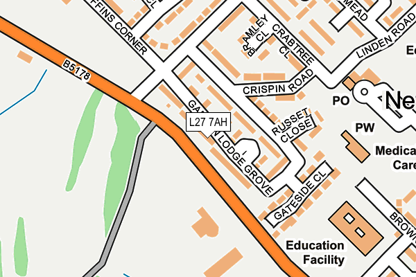 L27 7AH map - OS OpenMap – Local (Ordnance Survey)